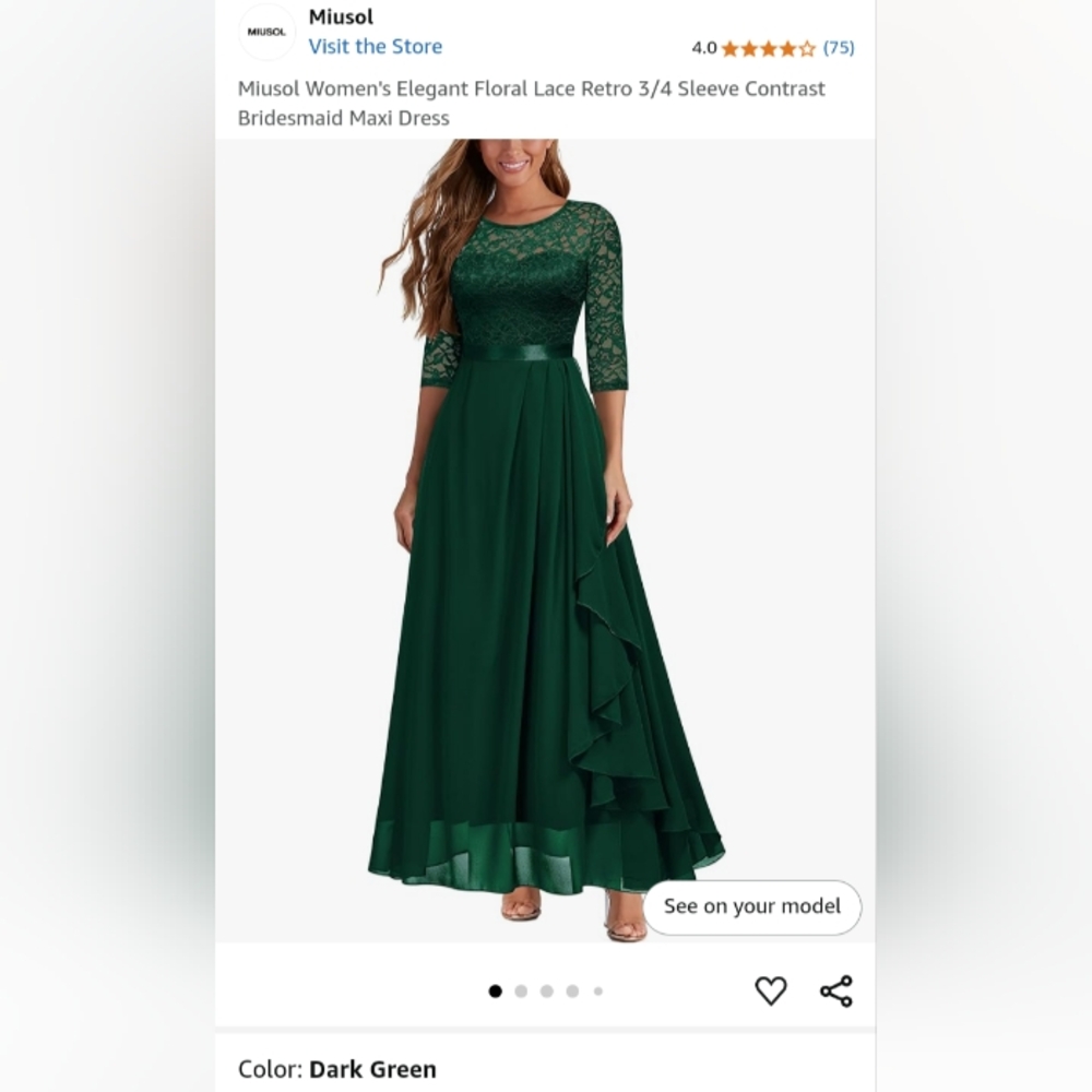 Elegant Green Lace Bridesmaid Gown